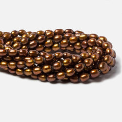 8x5mm Chocolate Brown straight drilled oval pearls 16 inch 55 pieces (ONLINE ORDER ONLY)