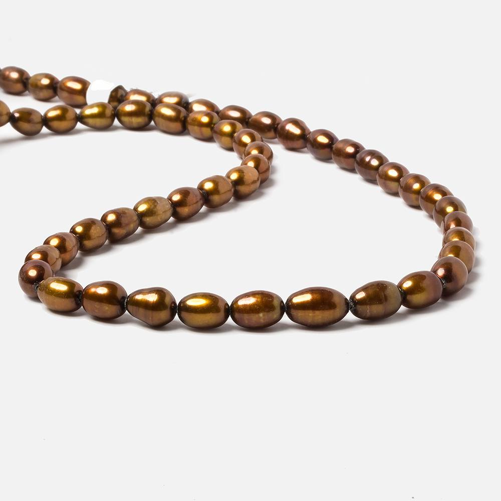 8x5mm Chocolate Brown straight drilled oval pearls 16 inch 55 pieces (ONLINE ORDER ONLY)