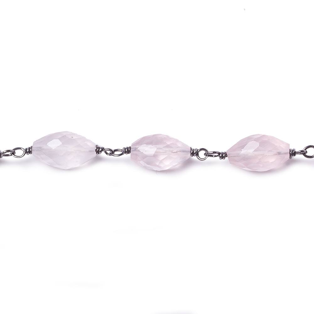 8x5mm Rose Quartz Faceted Marquise Oxidized Silver Chain by the foot 20 pieces (ONLINE ORDER ONLY)