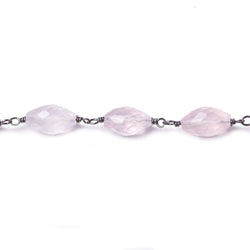 8x5mm Rose Quartz Faceted Marquise Oxidized Silver Chain by the foot 20 pieces (ONLINE ORDER ONLY)