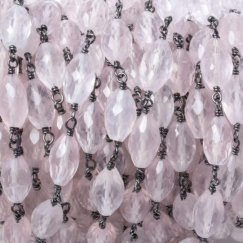 8x5mm Rose Quartz Faceted Marquise Oxidized Silver Chain by the foot 20 pieces (ONLINE ORDER ONLY)