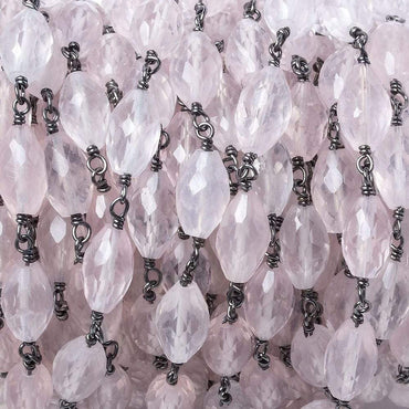 8x5mm Rose Quartz Faceted Marquise Oxidized Silver Chain by the foot 20 pieces (ONLINE ORDER ONLY)