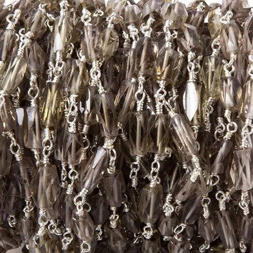 8x5mm Smoky Quartz faceted rectangle Silver Chain by the foot 20 pieces (ONLINE ORDER ONLY)