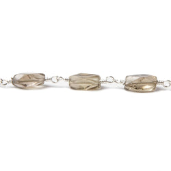 8x5mm Smoky Quartz faceted rectangle Silver Chain by the foot 20 pieces (ONLINE ORDER ONLY)