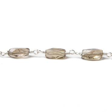 8x5mm Smoky Quartz faceted rectangle Silver Chain by the foot 20 pieces (ONLINE ORDER ONLY)