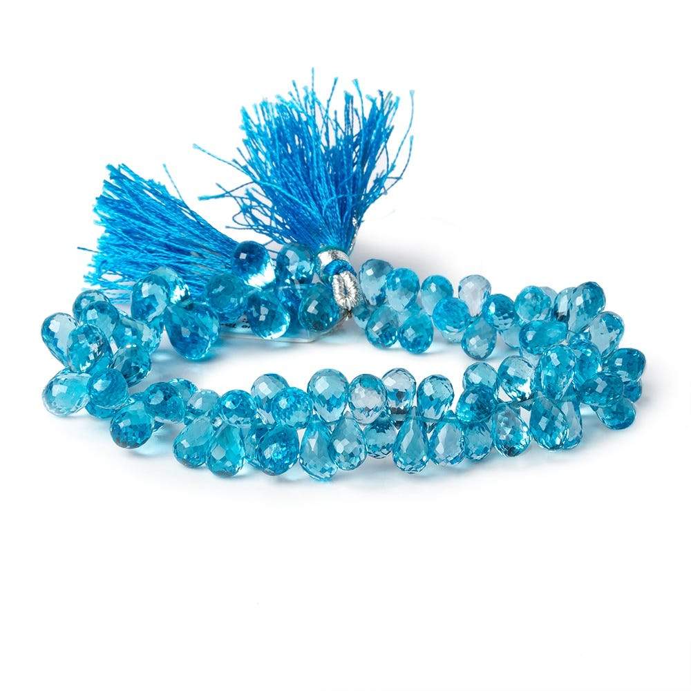 8x5mm Swiss Blue Topaz faceted tear drop beads 8 inch 87 beads AAA (ONLINE ORDER ONLY)
