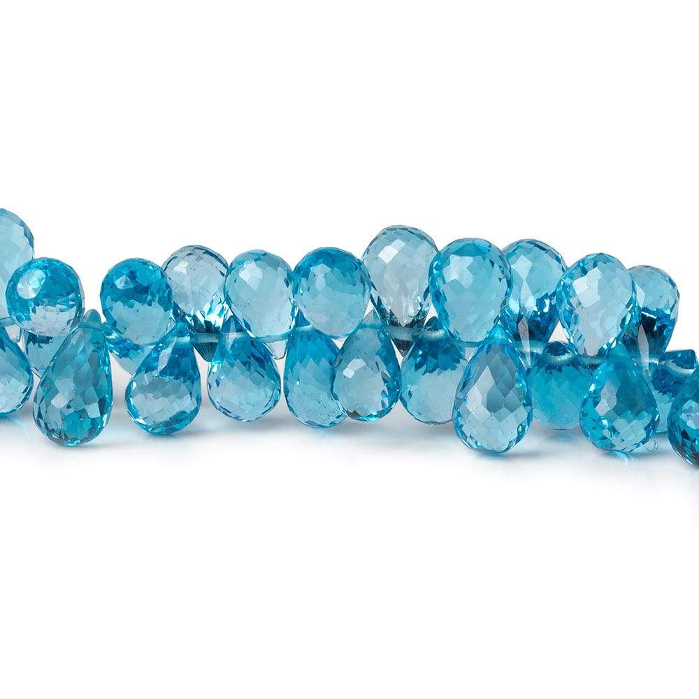 8x5mm Swiss Blue Topaz faceted tear drop beads 8 inch 87 beads AAA (ONLINE ORDER ONLY)