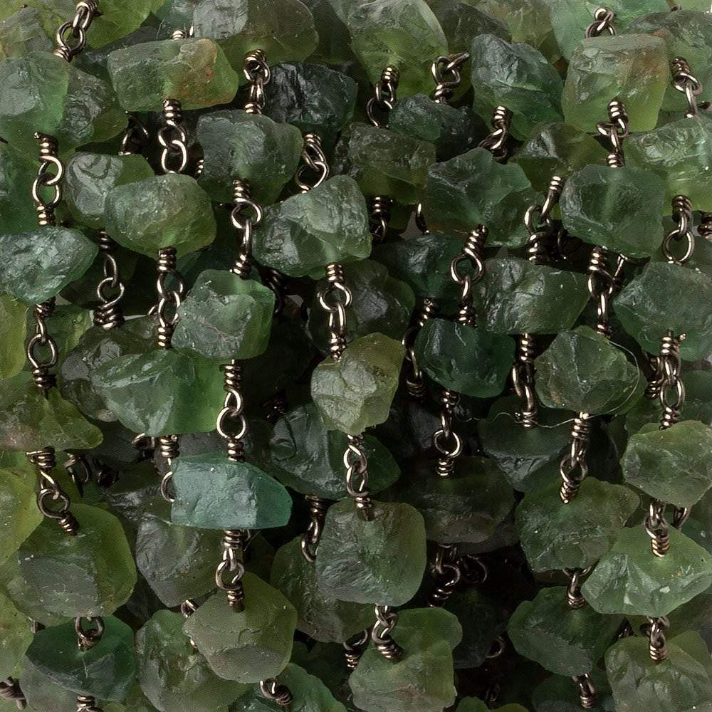 8x6-10x7mm Matte Green Apatite Chips Black Gold plated Chain by the foot 27 pieces (ONLINE ORDER ONLY)