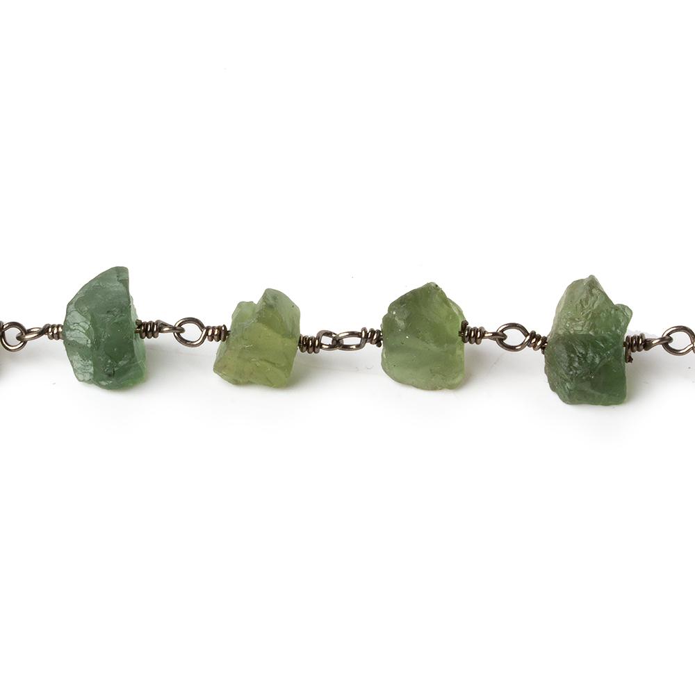 8x6-10x7mm Matte Green Apatite Chips Black Gold plated Chain by the foot 27 pieces (ONLINE ORDER ONLY)