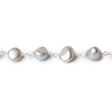8x6-10x7mm Silver Baroque Freshwater Pearl Silver .925 Chain by the foot (ONLINE ORDER ONLY)