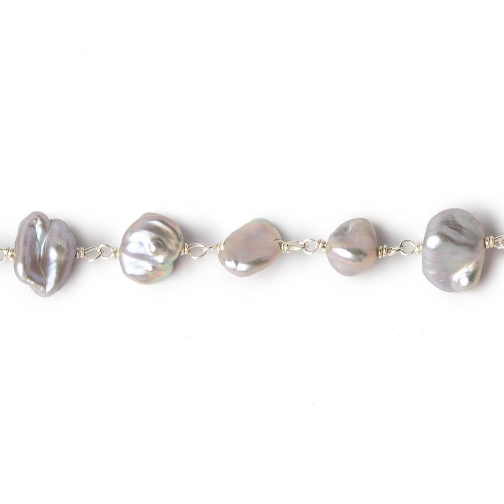 8x6-10x8mm Silver Keshi Freshwater Pearl Silver .925 Chain by the foot (ONLINE ORDER ONLY)