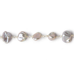 8x6-10x8mm Silver Keshi Freshwater Pearl Silver .925 Chain by the foot (ONLINE ORDER ONLY)