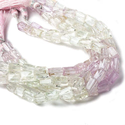 8x6-11x7mm Hiddenite & Kunzite faceted rectangle nuggets 8 inch 21 beads (ONLINE ORDER ONLY)