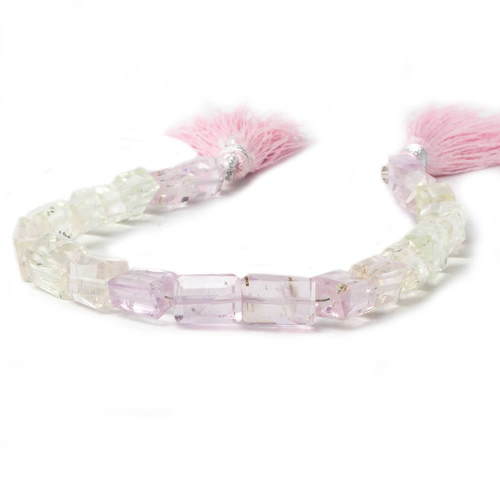 8x6-11x7mm Hiddenite & Kunzite faceted rectangle nuggets 8 inch 21 beads (ONLINE ORDER ONLY)
