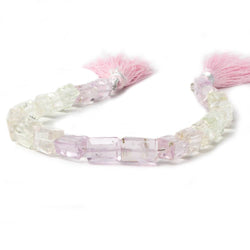8x6-11x7mm Hiddenite & Kunzite faceted rectangle nuggets 8 inch 21 beads (ONLINE ORDER ONLY)