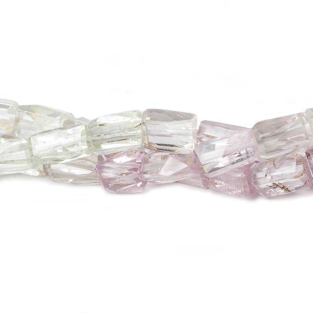8x6-11x7mm Hiddenite & Kunzite faceted rectangle nuggets 8 inch 21 beads (ONLINE ORDER ONLY)