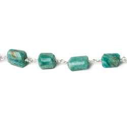 8x6-11x7mm Russian Amazonite nugget .925 Silver Chain by the foot 20 beads (ONLINE ORDER ONLY)