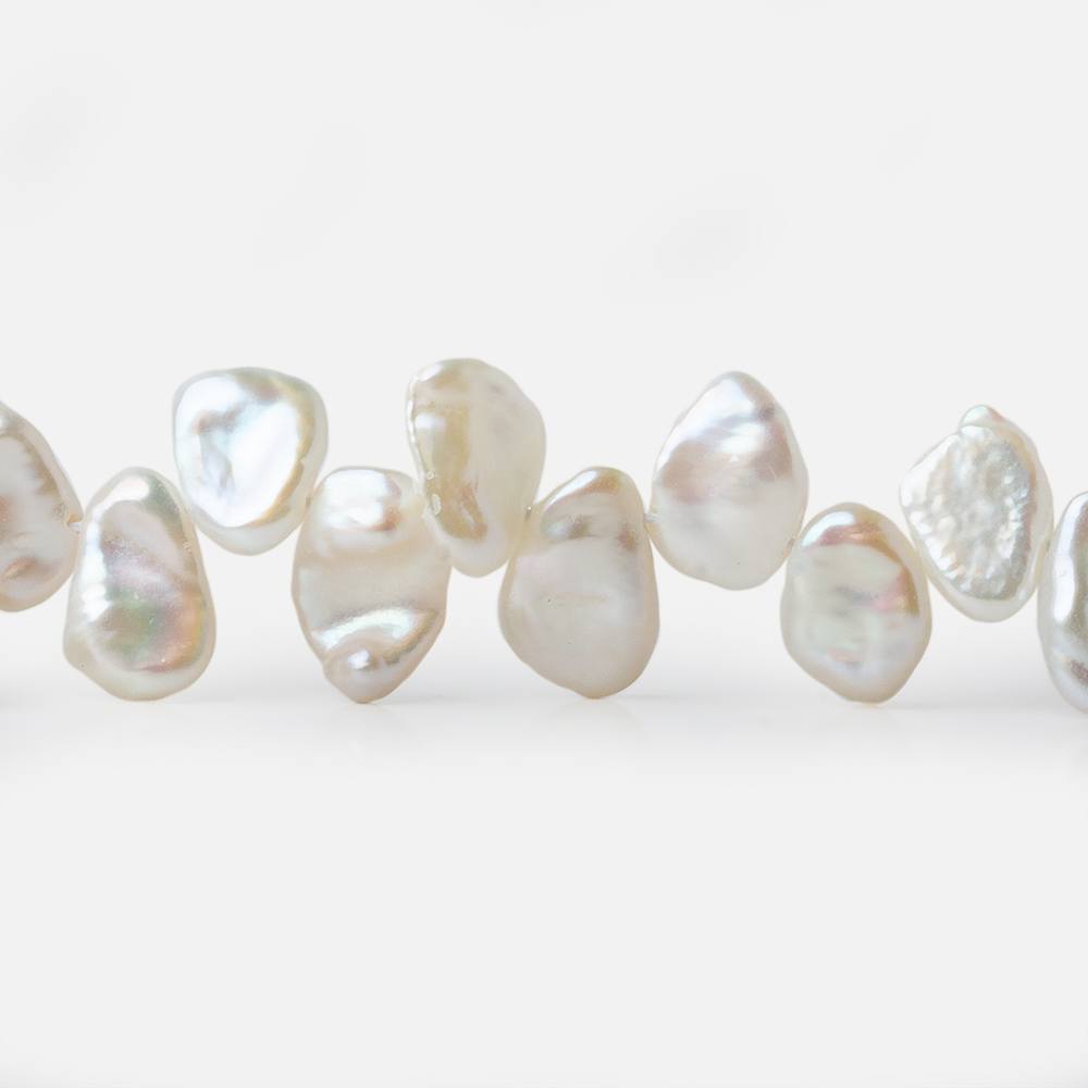 8x6-11x7mm White Top Drilled Keshi Freshwater Pearls 16 inch 77 pieces A (ONLINE ORDER ONLY)