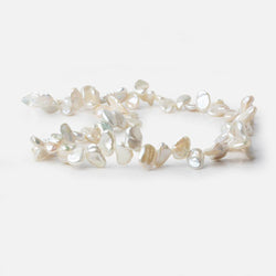 8x6-11x7mm White Top Drilled Keshi Freshwater Pearls 16 inch 77 pieces A (ONLINE ORDER ONLY)
