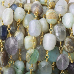 8x6-12x9mm Peruvian Opal plain nuggets Gold plated Chain by the foot (ONLINE ORDER ONLY)