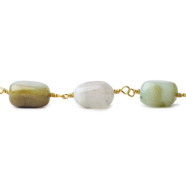 8x6-12x9mm Peruvian Opal plain nuggets Gold plated Chain by the foot (ONLINE ORDER ONLY)