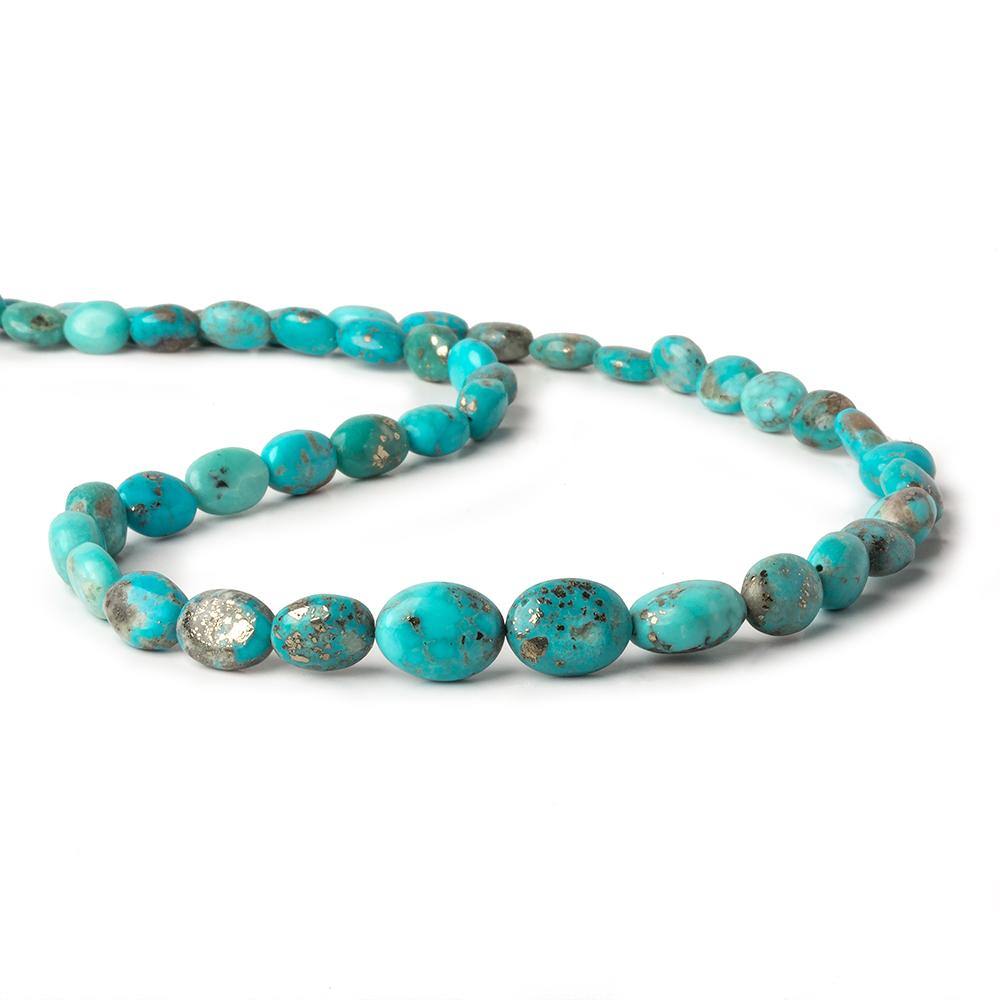 8x6-12x9mm Sleeping Beauty Turquoise with Pyrite plain nugget beads 18.5 inch 45 pcs (ONLINE ORDER ONLY)