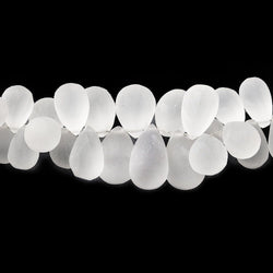 8x6-15x10mm Frosted Crystal Quartz Plain Tear Drop Beads 8 inch 70 pieces (ONLINE ORDER ONLY)