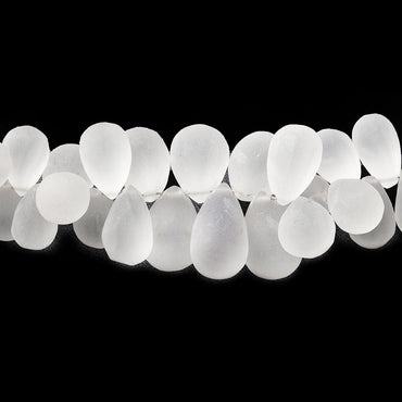 8x6-15x10mm Frosted Crystal Quartz Plain Tear Drop Beads 8 inch 70 pieces (ONLINE ORDER ONLY)
