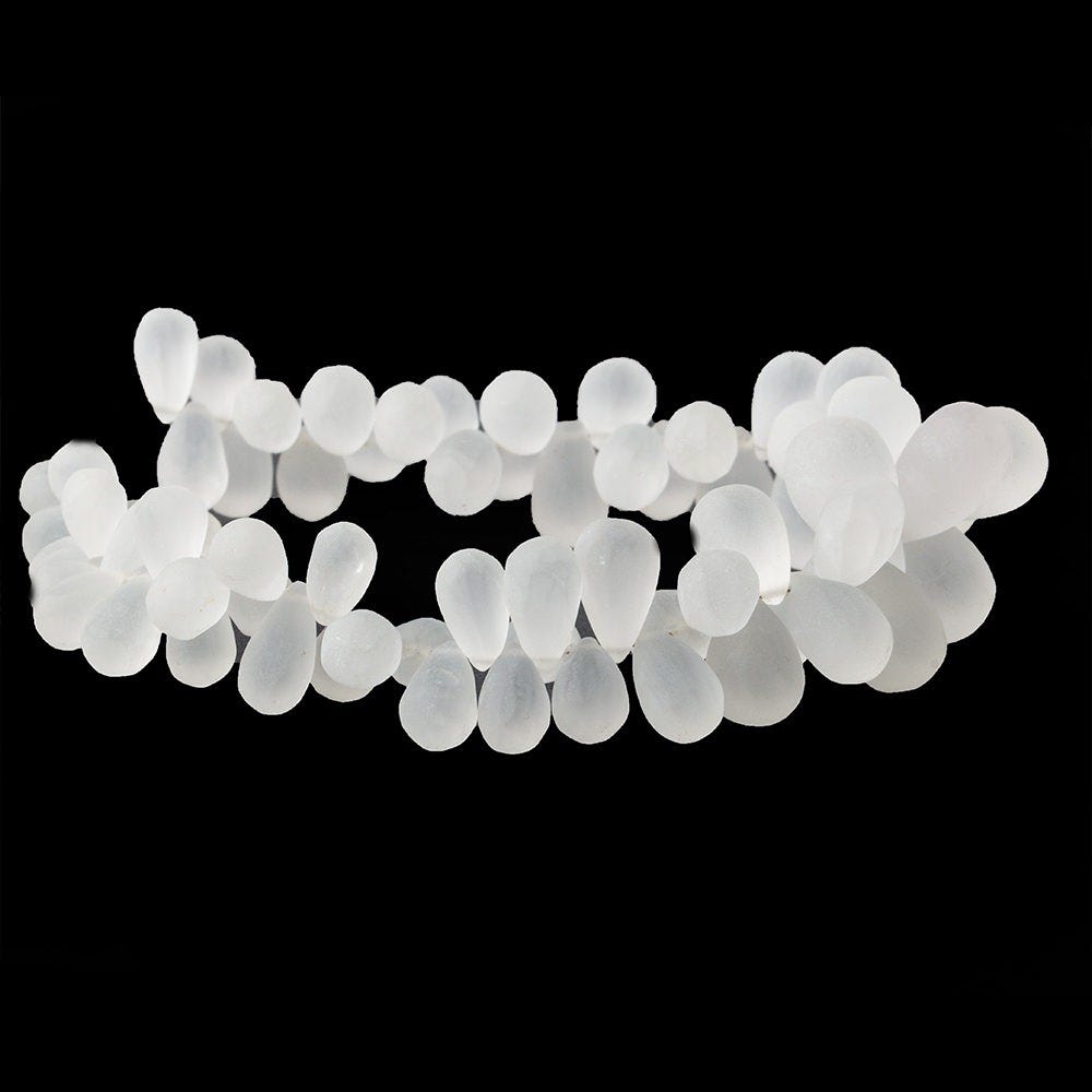 8x6-15x10mm Frosted Crystal Quartz Plain Tear Drop Beads 8 inch 70 pieces (ONLINE ORDER ONLY)