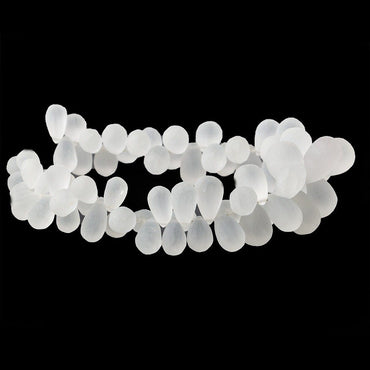 8x6-15x10mm Frosted Crystal Quartz Plain Tear Drop Beads 8 inch 70 pieces (ONLINE ORDER ONLY)