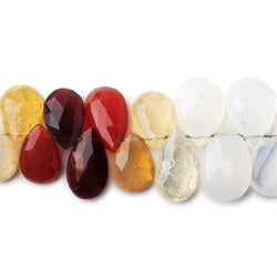 8x6-15x6.5mm Multi Color Mexican Fire Opal Pear Briolette beads 9 inch 64 pieces (ONLINE ORDER ONLY)