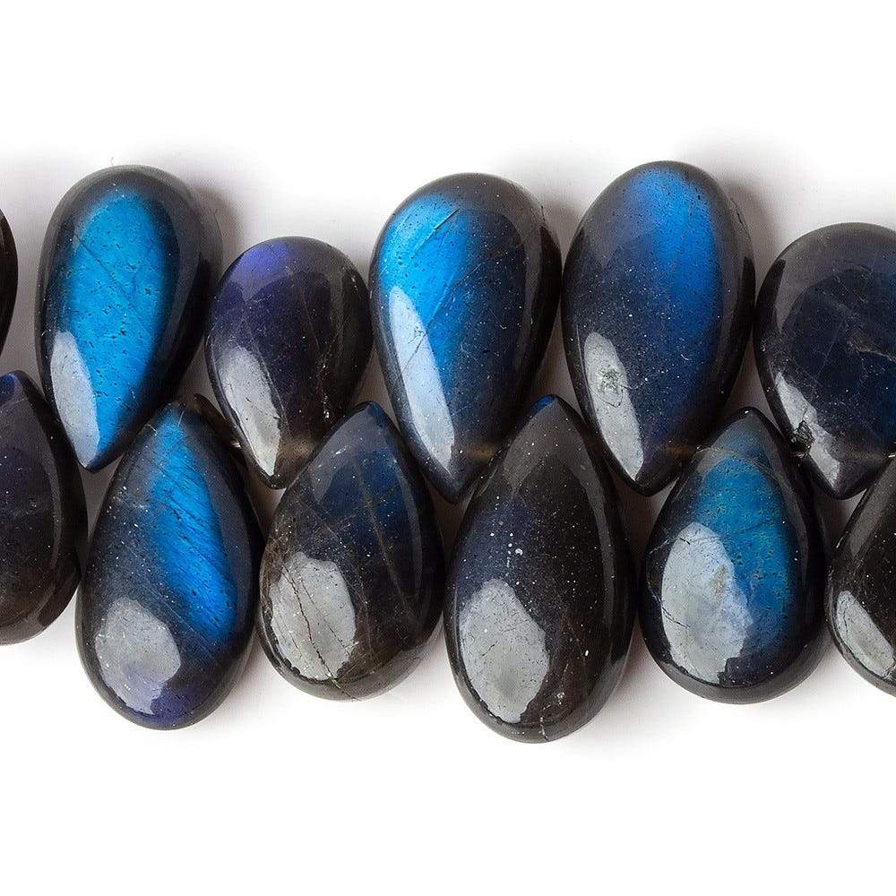 8x6-15x8mm Black Labradorite Plain Pear Briolettes 90 pieces 14 inch (ONLINE ORDER ONLY)