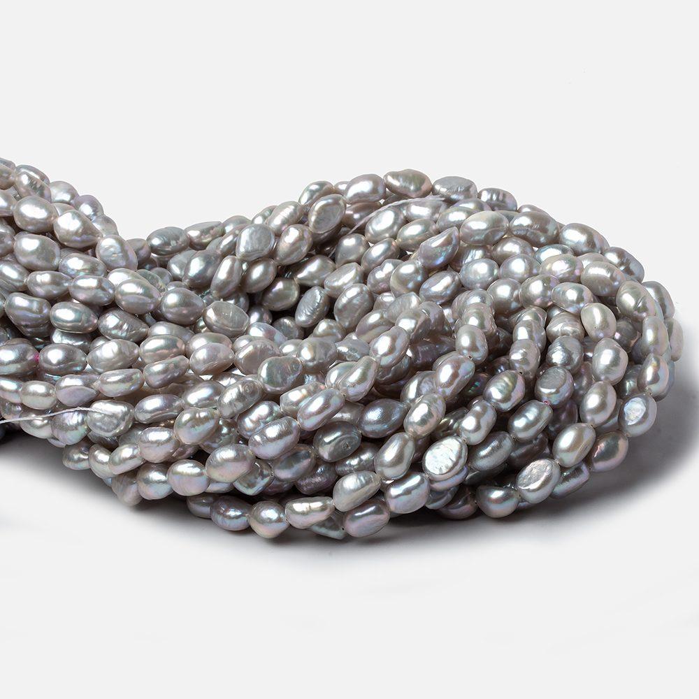 10x7mm Venetian Silver straight drilled Baroque Pearls 16 inch 44 pieces (ONLINE ORDER ONLY)