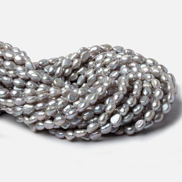 10x7mm Venetian Silver straight drilled Baroque Pearls 16 inch 44 pieces (ONLINE ORDER ONLY)