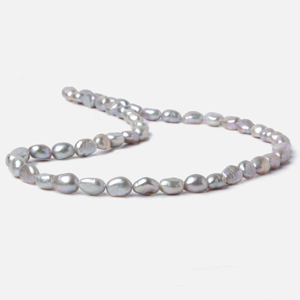 10x7mm Venetian Silver straight drilled Baroque Pearls 16 inch 44 pieces (ONLINE ORDER ONLY)