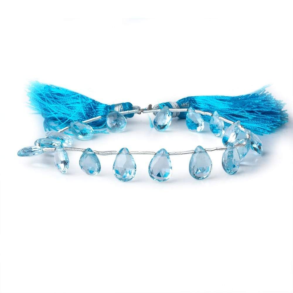 8x6-9x7mm Blue Topaz Faceted Pears 8 inch 17 Beads AAA (ONLINE ORDER ONLY)
