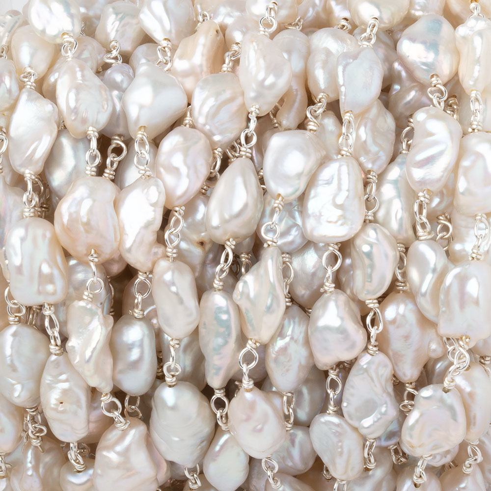 8x6-9x7mm Cream Keshi Pearls on .925 Silver Chain (ONLINE ORDER ONLY)
