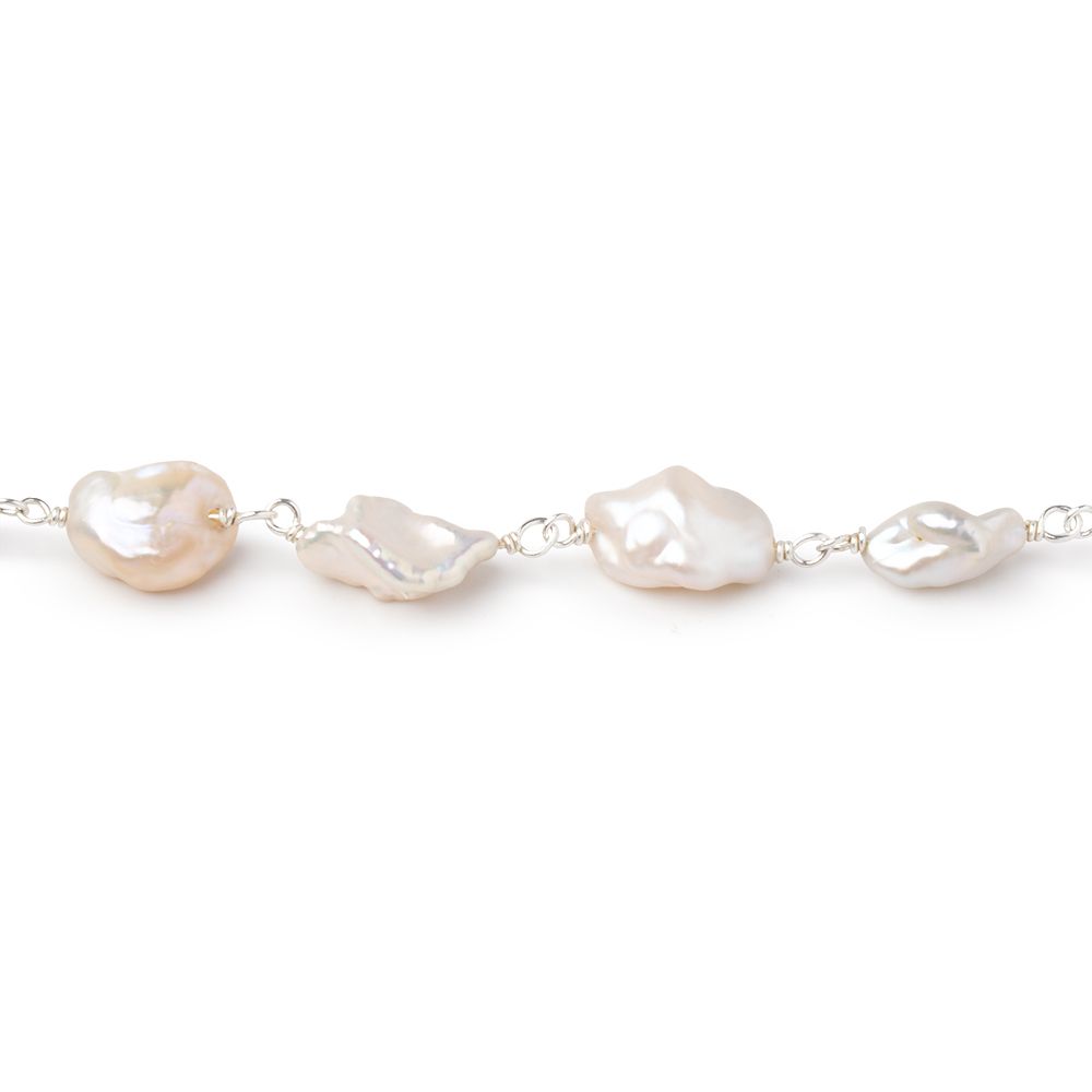 8x6-9x7mm Cream Keshi Pearls on .925 Silver Chain (ONLINE ORDER ONLY)