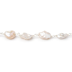 8x6-9x7mm Cream Keshi Pearls on .925 Silver Chain (ONLINE ORDER ONLY)