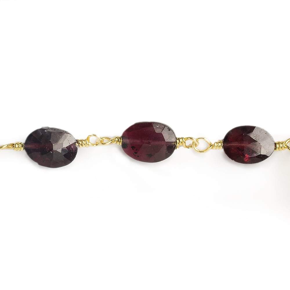 8x6-9x7mm Garnet faceted oval Gold Chain by the foot 20 pieces (ONLINE ORDER ONLY)