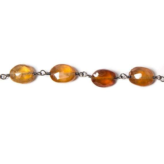 8x6-9x7mm Multi Color Hessonite oval Black Gold plated Chain by the foot (ONLINE ORDER ONLY)
