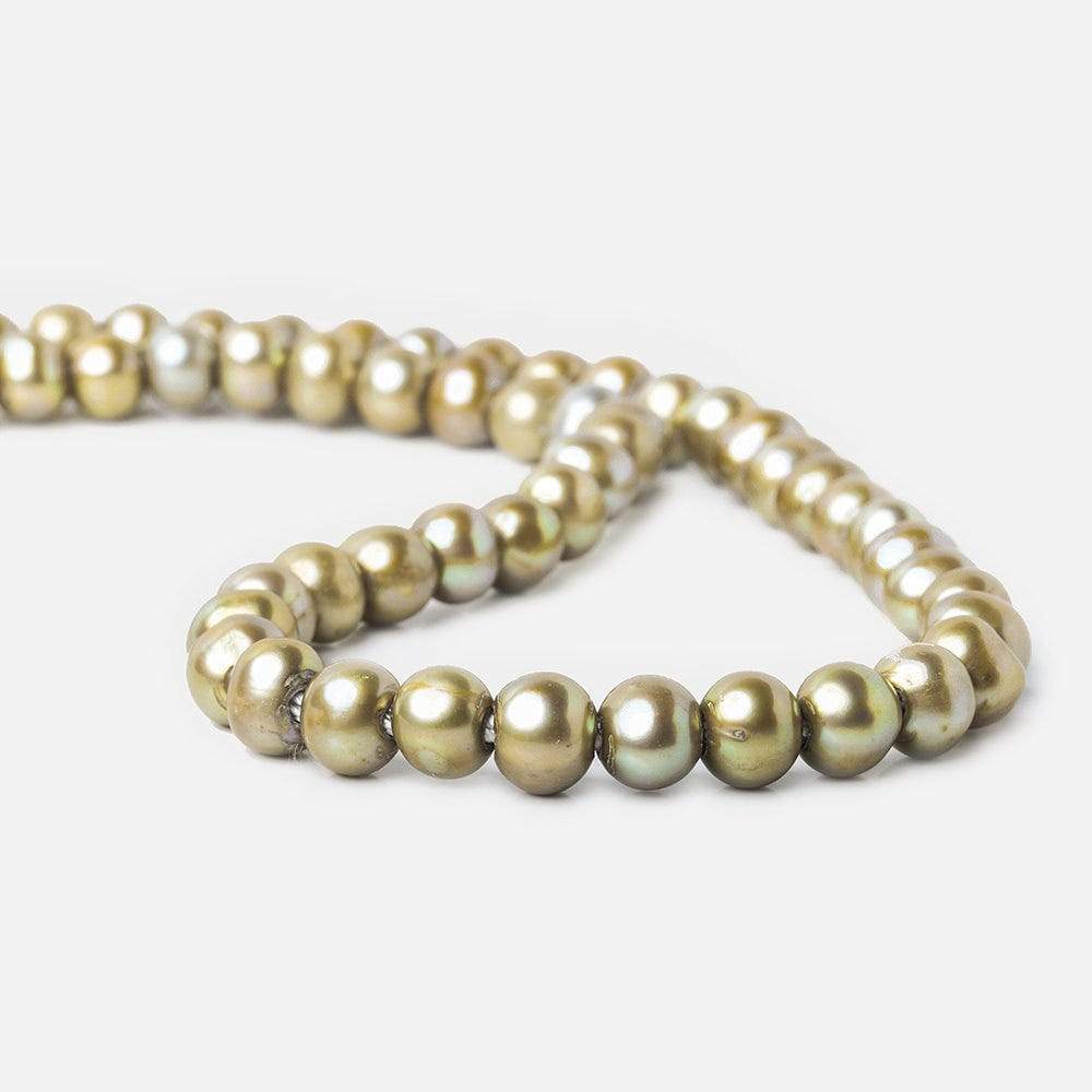 8x6-9x7mm Silver Sage 2.5mm Large Hole Off Round Freshwater Pearl 15 inch 58 pcs (ONLINE ORDER ONLY)