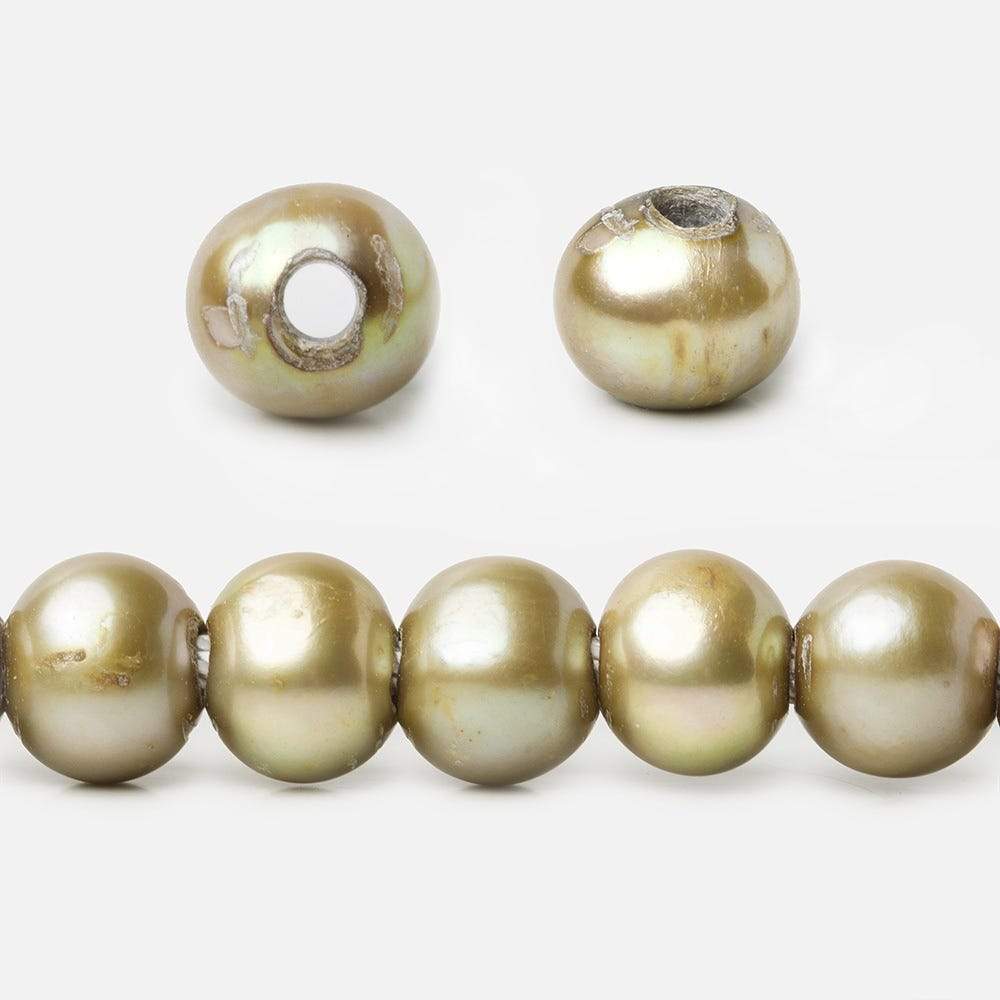 8x6-9x7mm Silver Sage 2.5mm Large Hole Off Round Freshwater Pearl 15 inch 58 pcs (ONLINE ORDER ONLY)