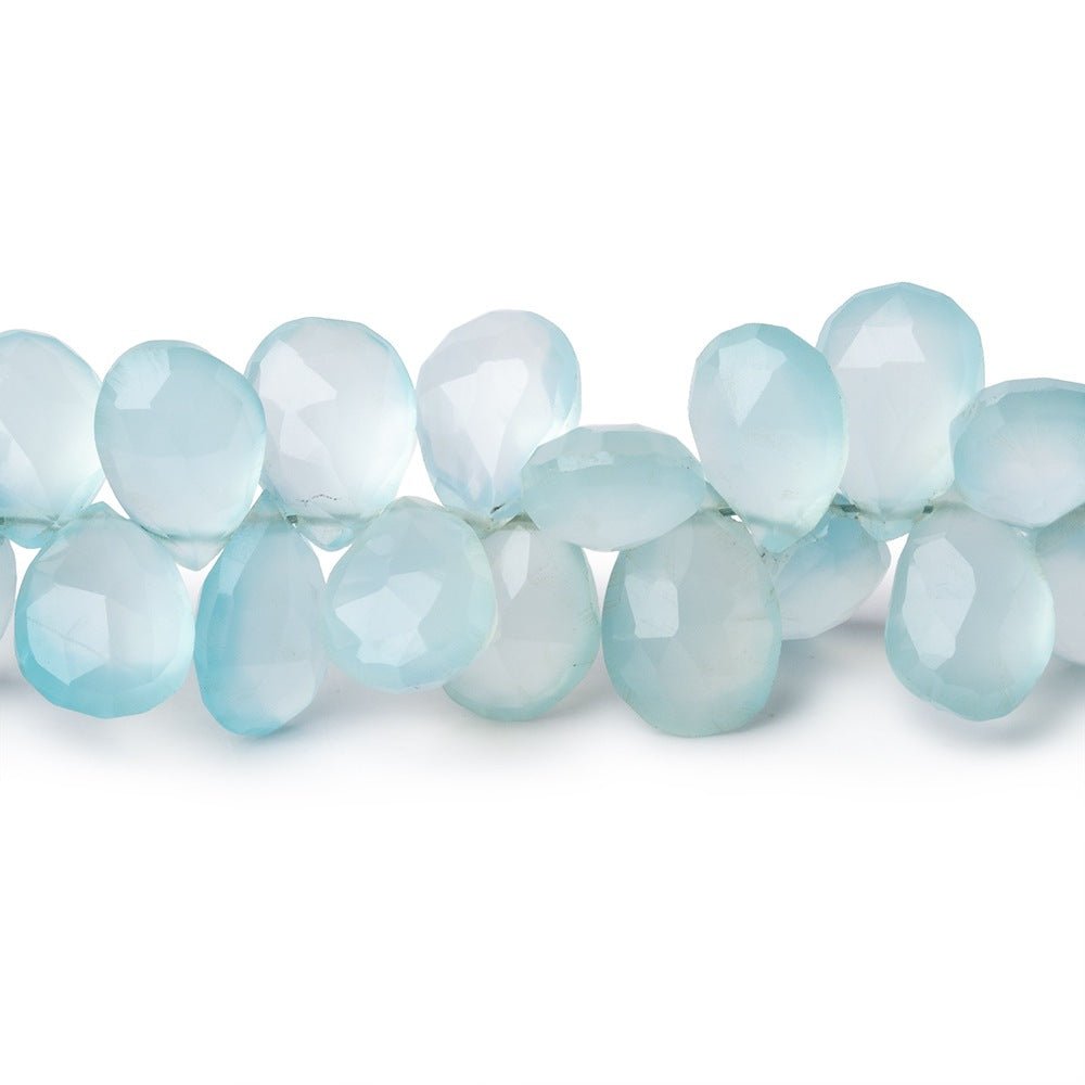 8x6-9x7mm Sky Blue Chalcedony Faceted Pears 7 inch 68 Beads (ONLINE ORDER ONLY)