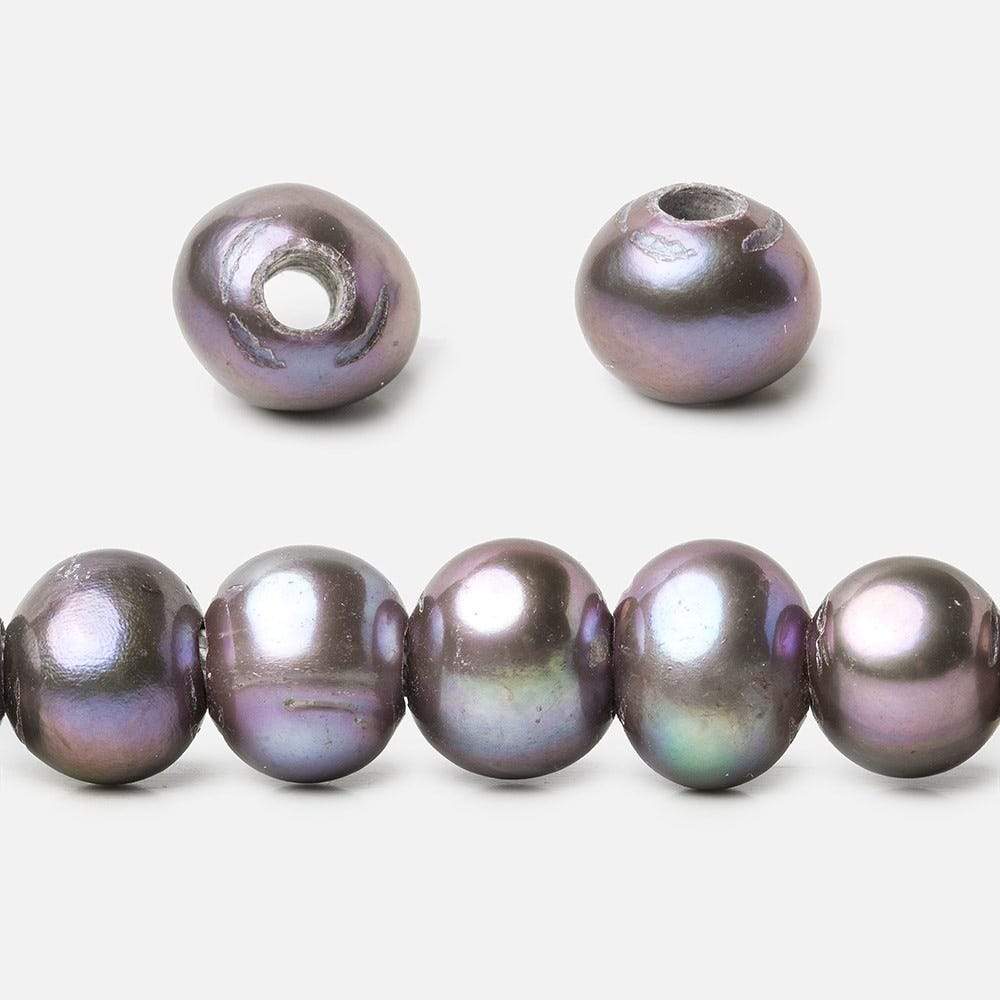 8x6-9x7mm Tri Color Peacock 2.5mm Large Hole Off Round Freshwater Pearl 15 inch 58 pcs (ONLINE ORDER ONLY)