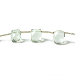 8x6-10x8mm Prasiolite Top Drilled Faceted Cushion Beads 8 inch 14 pieces (ONLINE ORDER ONLY)