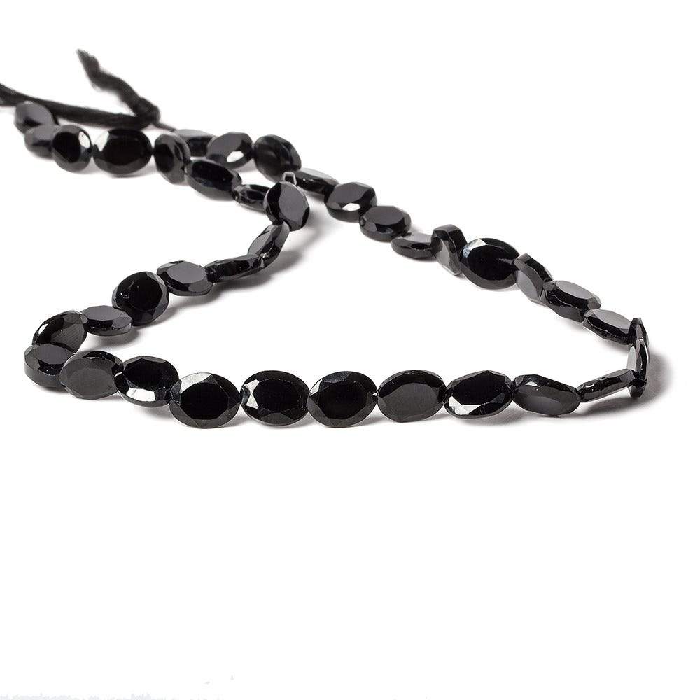 8x6mm Black Spinel bezel faceted oval beads 13 inch 41 pieces (ONLINE ORDER ONLY)