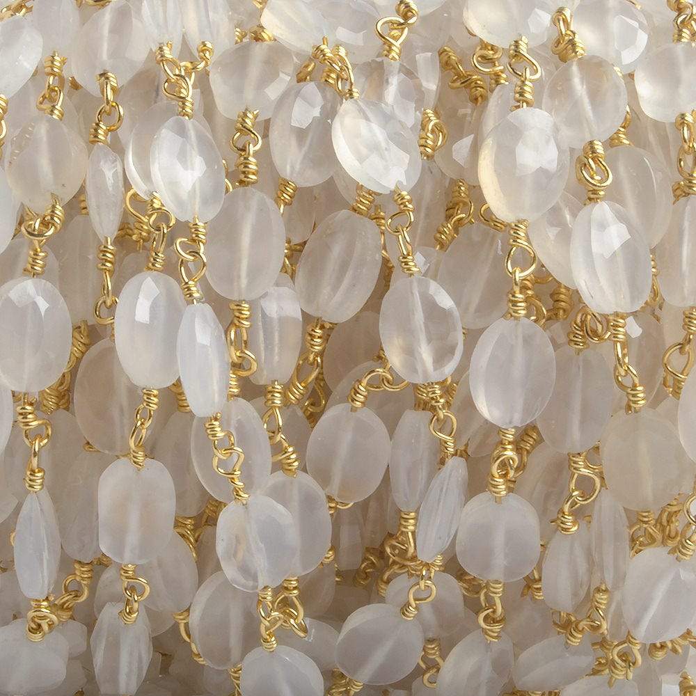 8x6mm Champagne Chalcedony faceted Oval Gold plated Chain by the foot 22 pieces (ONLINE ORDER ONLY)