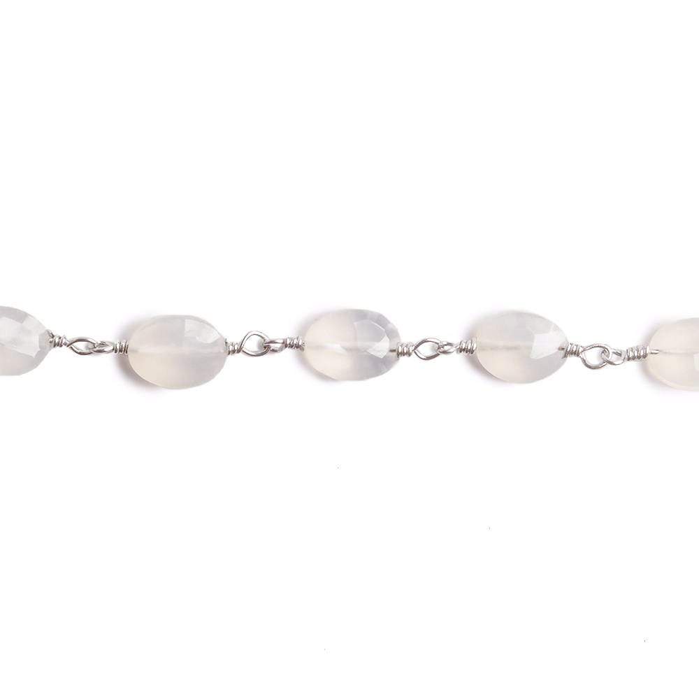 8x6mm Champagne Chalcedony faceted Oval Silver plated Chain by the foot 22 pieces (ONLINE ORDER ONLY)