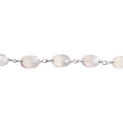 8x6mm Champagne Chalcedony faceted Oval Silver plated Chain by the foot 22 pieces (ONLINE ORDER ONLY)